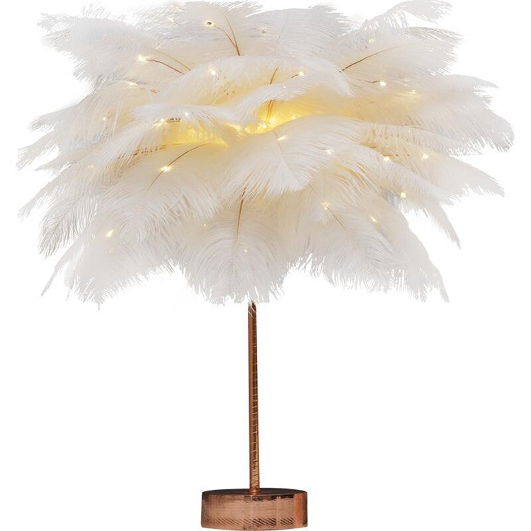 Lampe nordique à plumes – Lampe de table élégante pour une ambiance chaleureuse et luxueuse