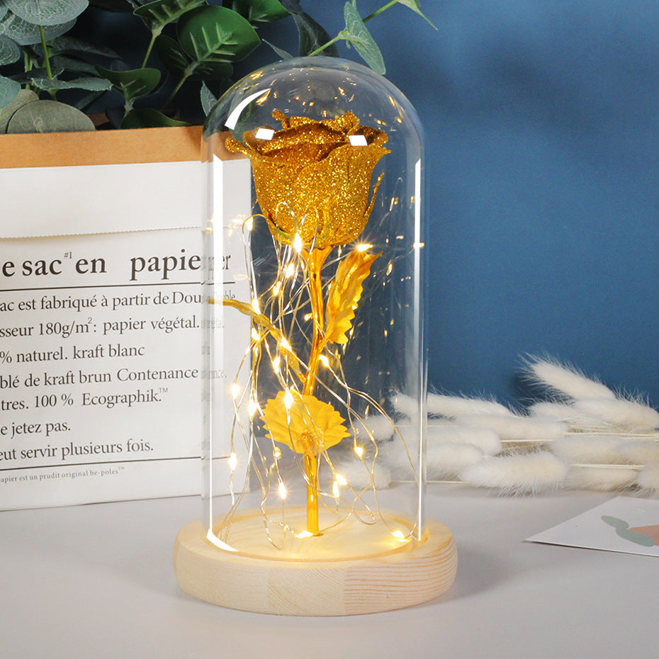 Ewige Rose im Glas mit LED-Licht (Geschenk für Sie)