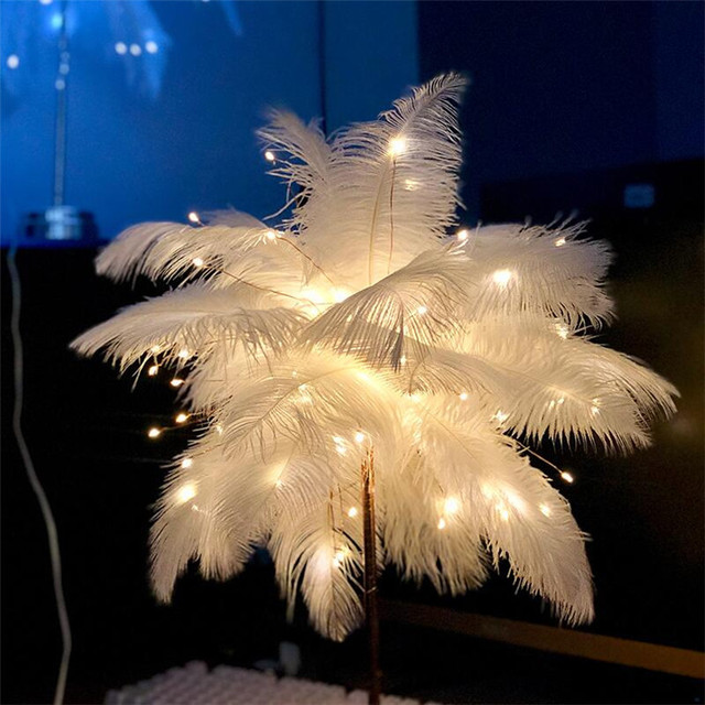 Lampe nordique à plumes – Lampe de table élégante pour une ambiance chaleureuse et luxueuse