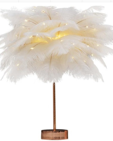 Lampe nordique à plumes – Lampe de table élégante pour une ambiance chaleureuse et luxueuse