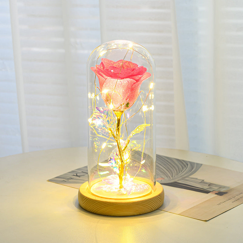 Ewige Rose im Glas mit LED-Licht (Geschenk für Sie)